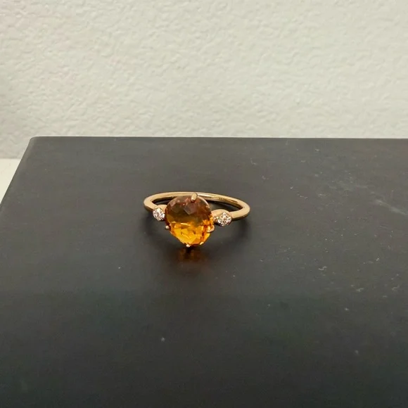 18K yellow gold Citrine & diamond ring - Picture 5 of 5